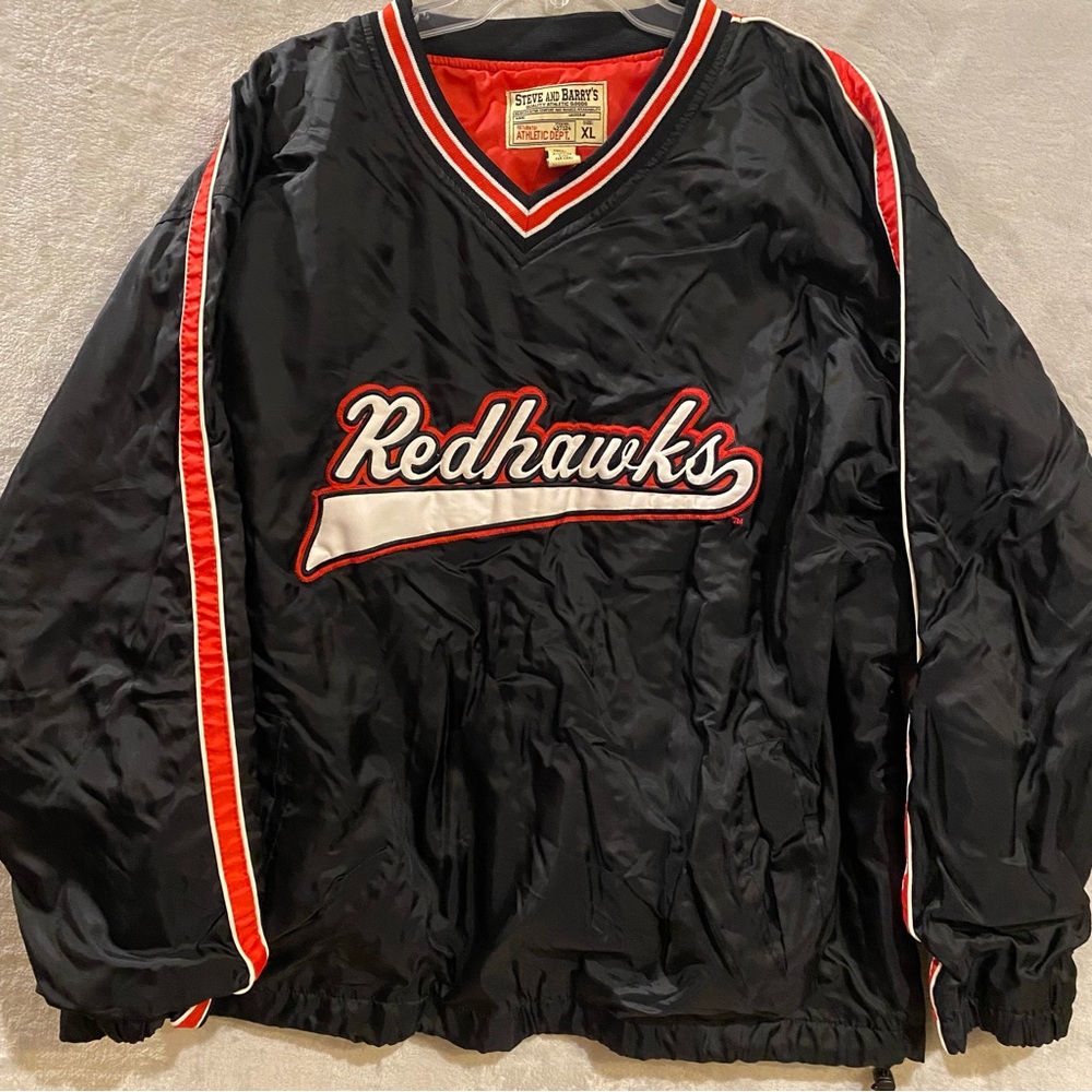 Redhawks Jacket Men’s XL Black Vneck Pullover Lined Steve & Barry’s Spellout